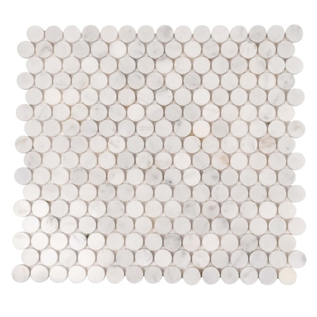 Apollo Tile Carrara White Penny Round 4.83 sq.ft 11.3 in. x12.3 in. Marble Mosaic Tile, 5PK APLDC99P01EC13